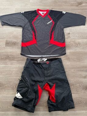 Vintage Thor Motocross Racing Set Jersey XL Static Performance Size 40 Shorts